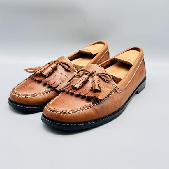 Cole Haan Shoes Mens 11.5 Brown Leather Tassel Kiltie Loafers Moc Slip On Dress - Picture 4 of 13